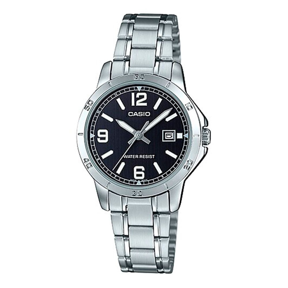 Reloj análogo metálico plateado con negro para hombre