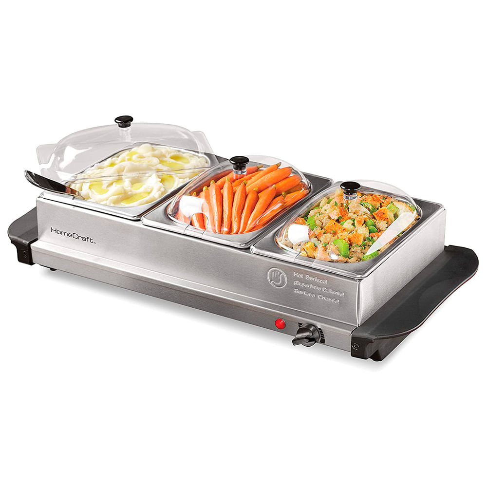 Servidor de buffet 3 estaciones 1.4l acero inoxidable