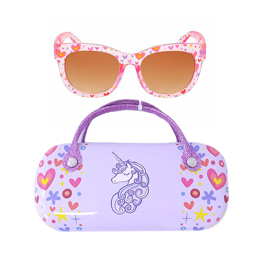 LENTES ROSADOS CON CORAZONES