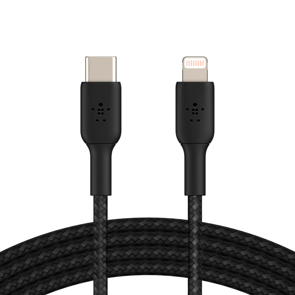 Cable trenzado lightning a usb-c 1mt negro
