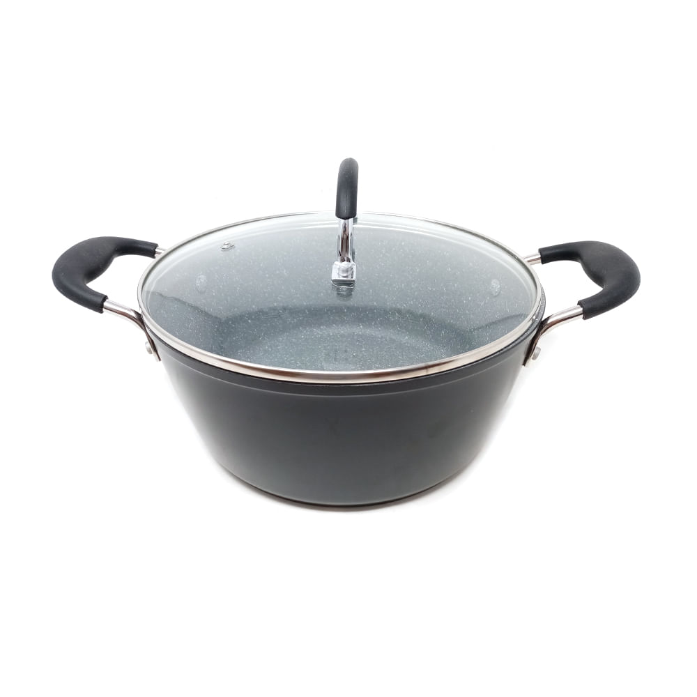 Olla Alsasa marmolizada de aluminio con tapa 24 cm