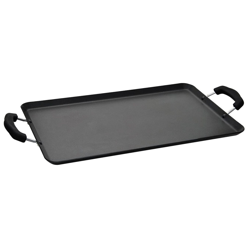 Plancha cuadrada doble grill negra de aluminio hb de 19 pulgadas