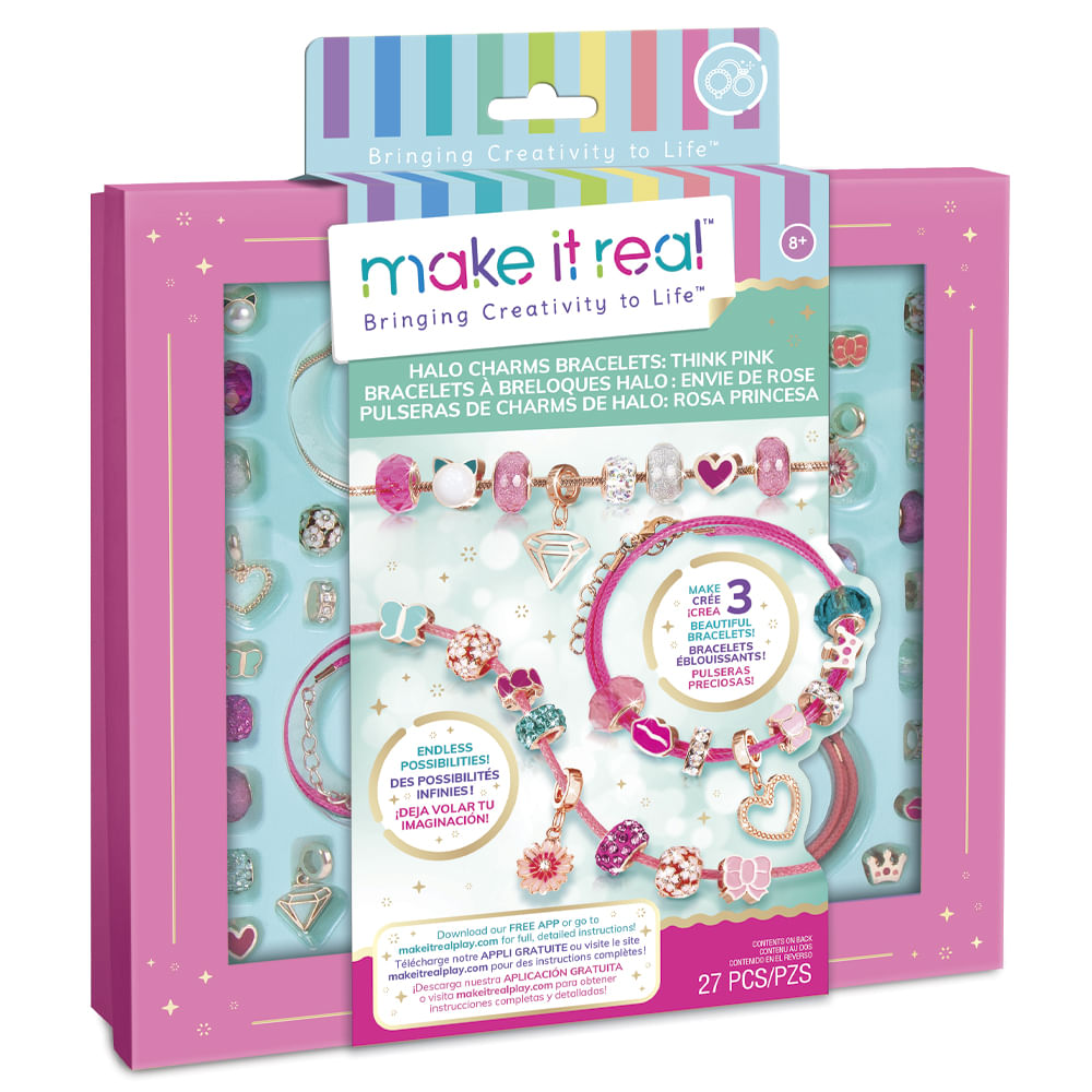 Make It Real Pulseras de Dije Halo Rosa Princesa
