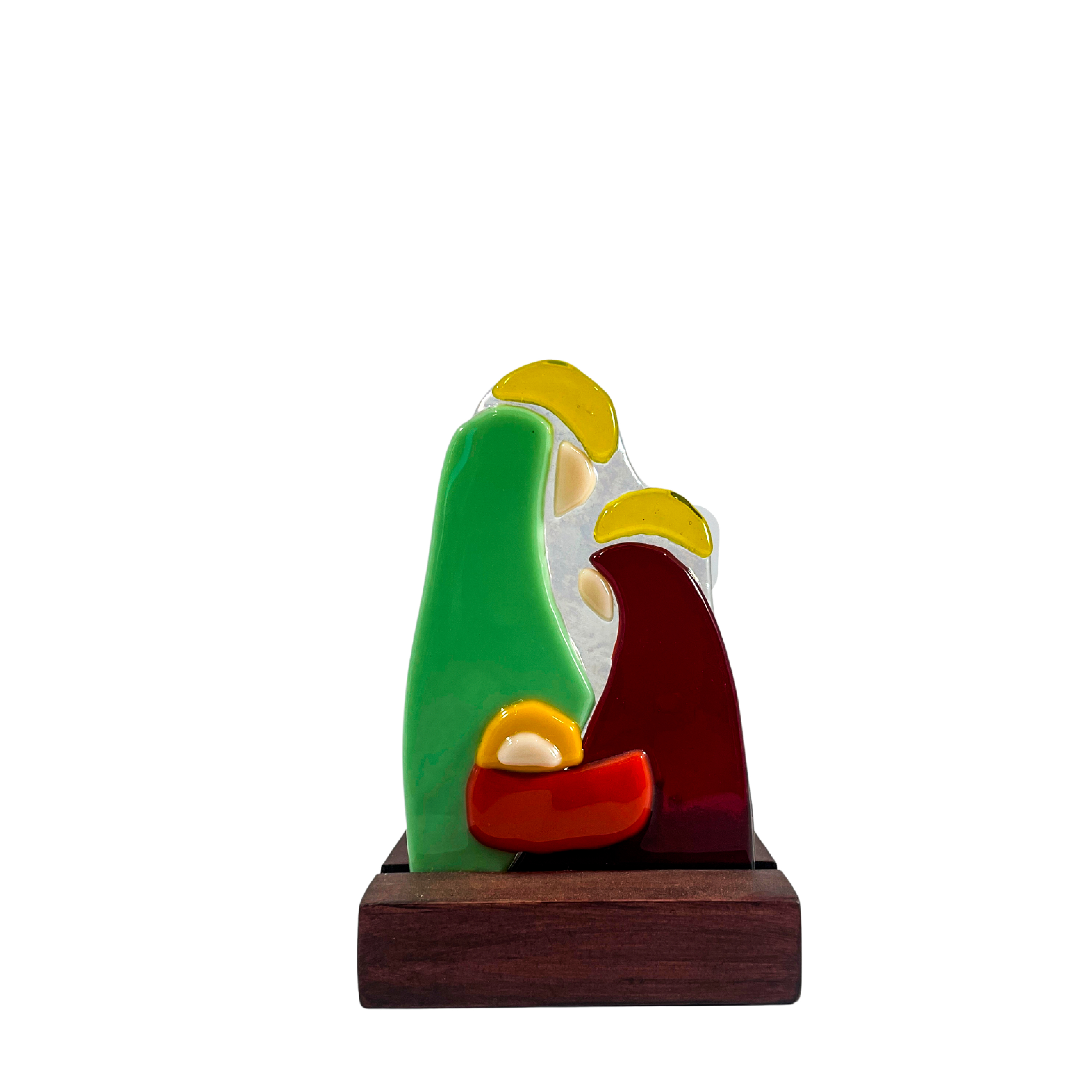 Figura Sagrada familia mini porta vela figura de vidrio artístico