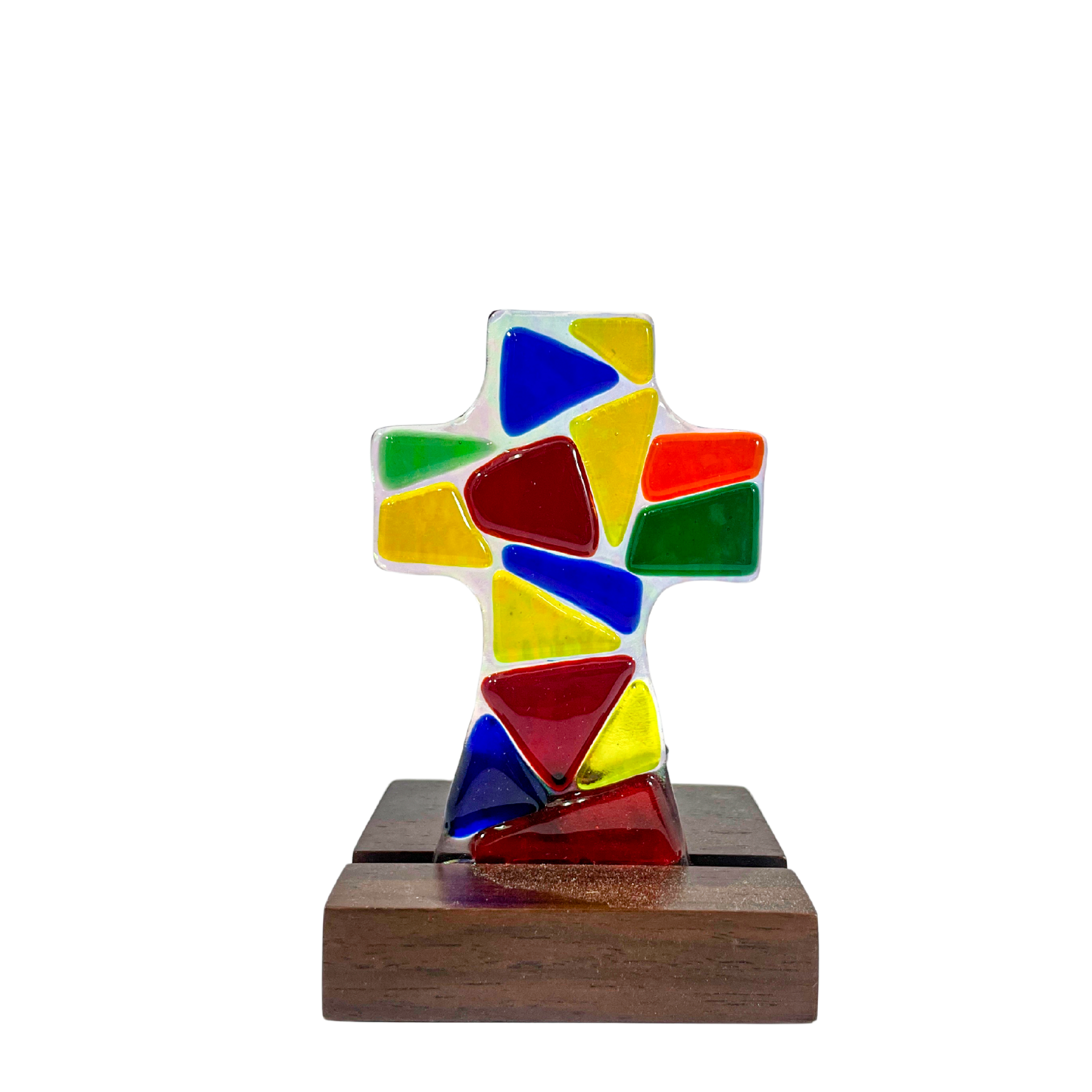 Figura Cruz mini porta vela figura de vidrio artístico