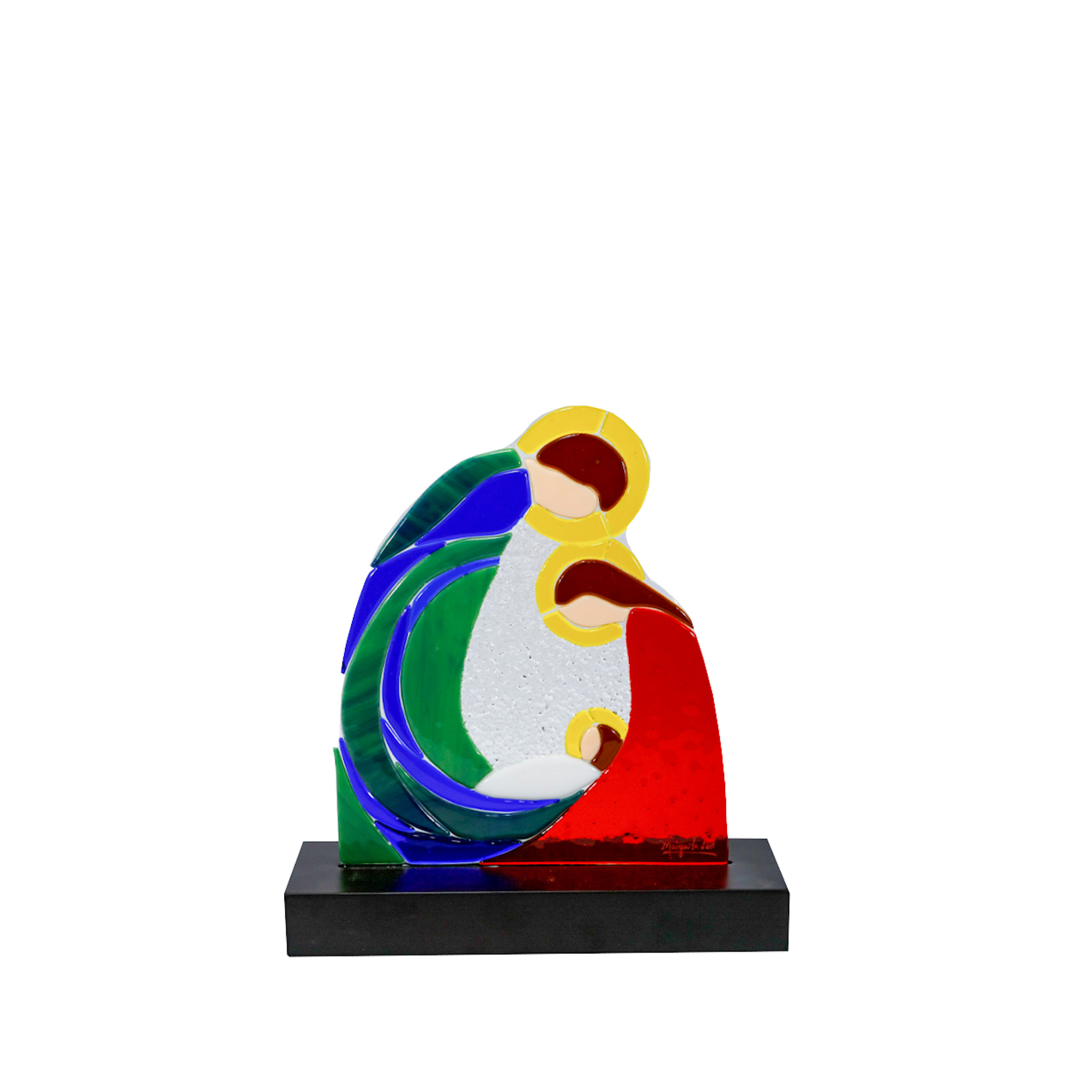 Decoración Sagrada familia figura de vidrio artístico