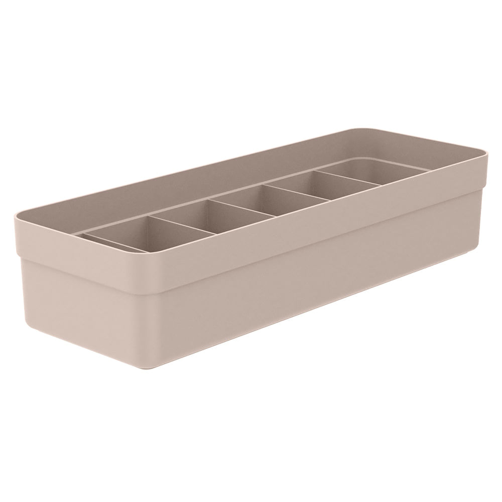 Organizador beige de plástico 12,5 x 7,5 x 35 cm