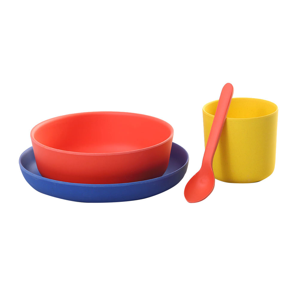 Set de vajilla 4 piezas de fibra de bambú diseño sólido