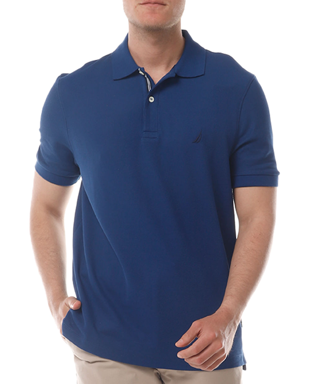 Nautica Camisa polo básica azul para hombre