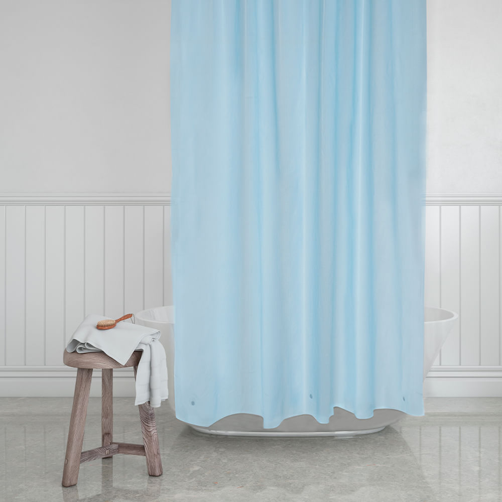 Cortina para baño sólido celeste