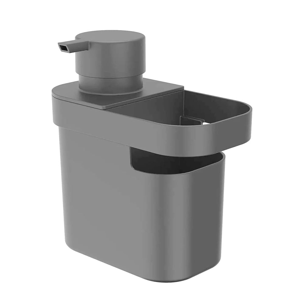 Dispensador de jabón gris con soporte para esponja  650 ml