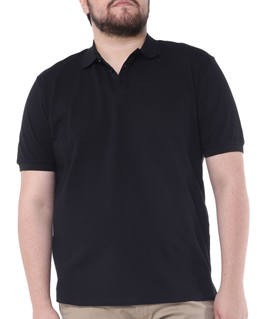 Camisa polo básica negra sólida para hombre