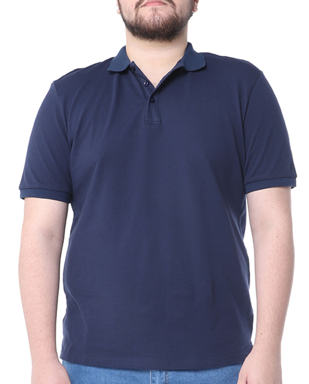 Camisa polo básica navy sólida para hombre