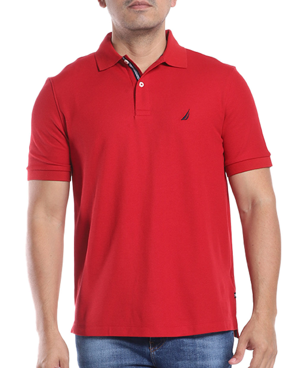 Nautica Camisa polo básica roja sólida para hombre