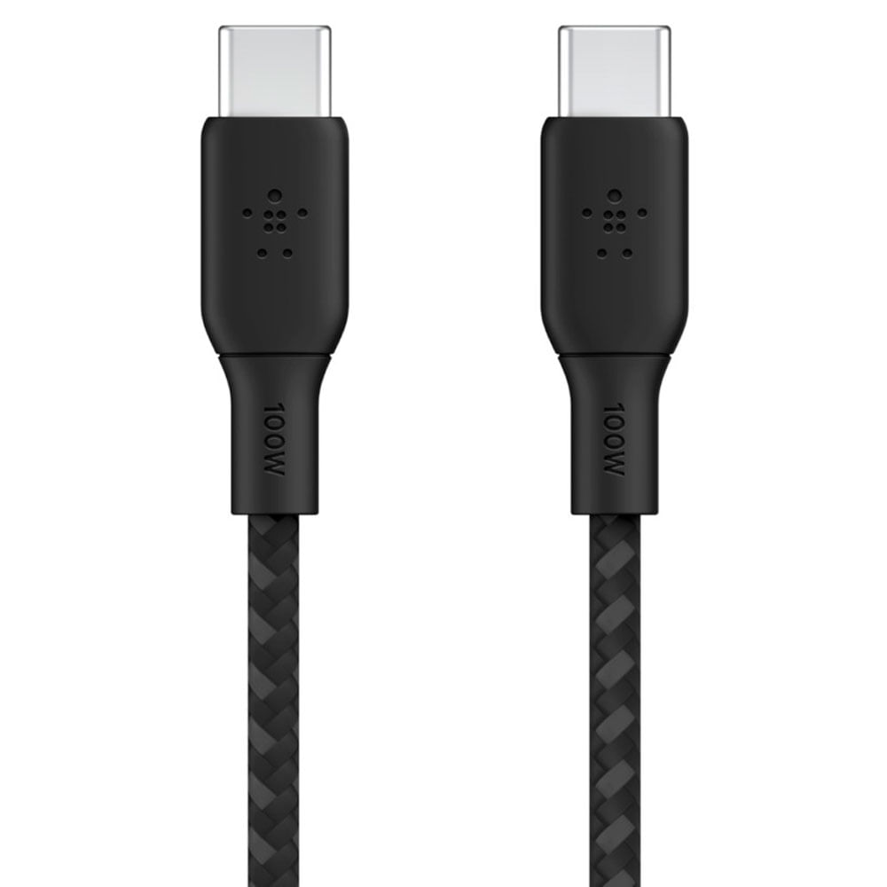 Cable de carga trenzado usb-c a usb-c 100w 2mt negro