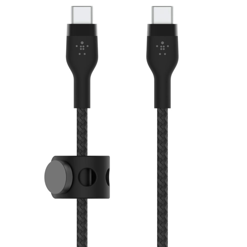 Cable de carga pro flex usb-c a usb-c 2mt con correa negro