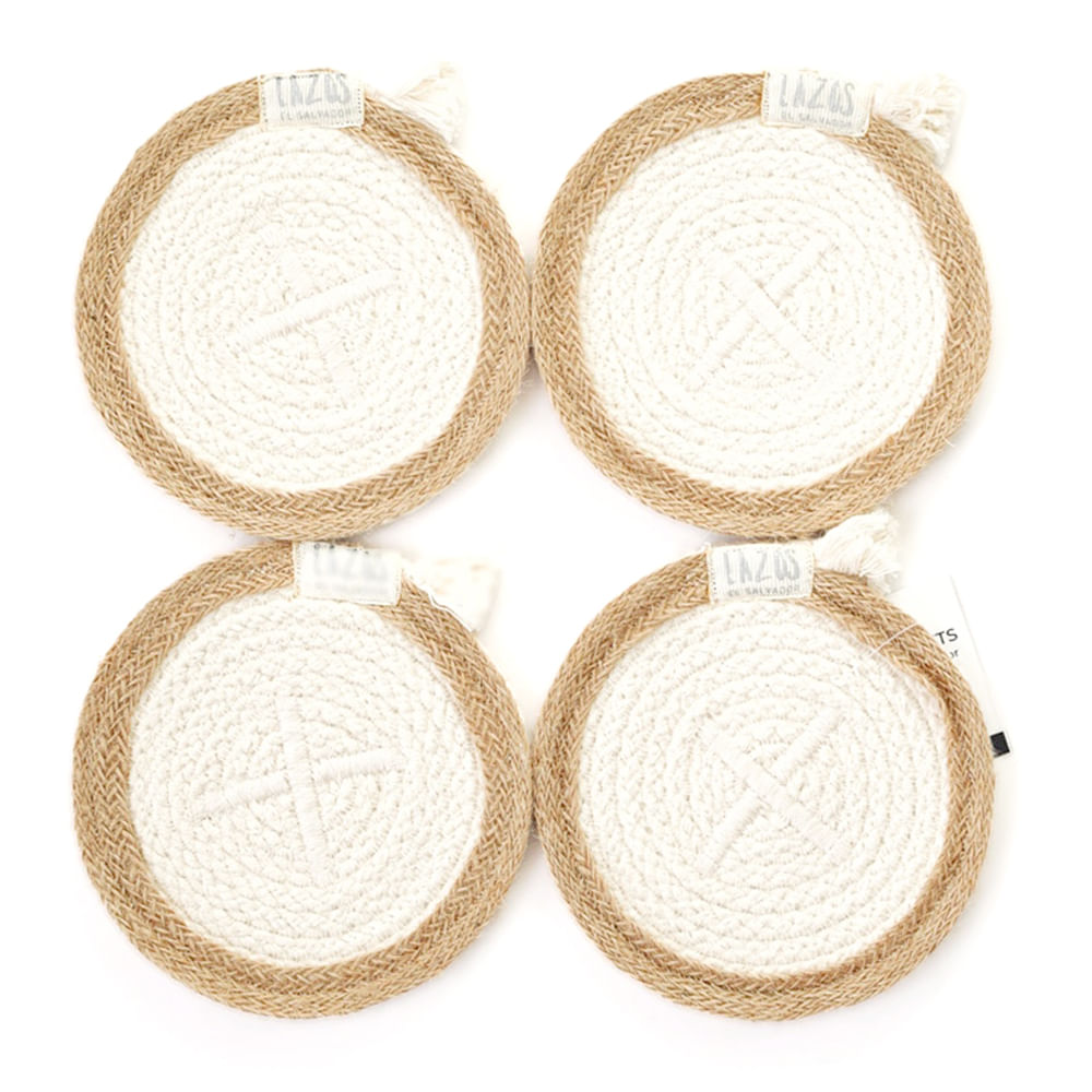Portavasos con yute set de 4