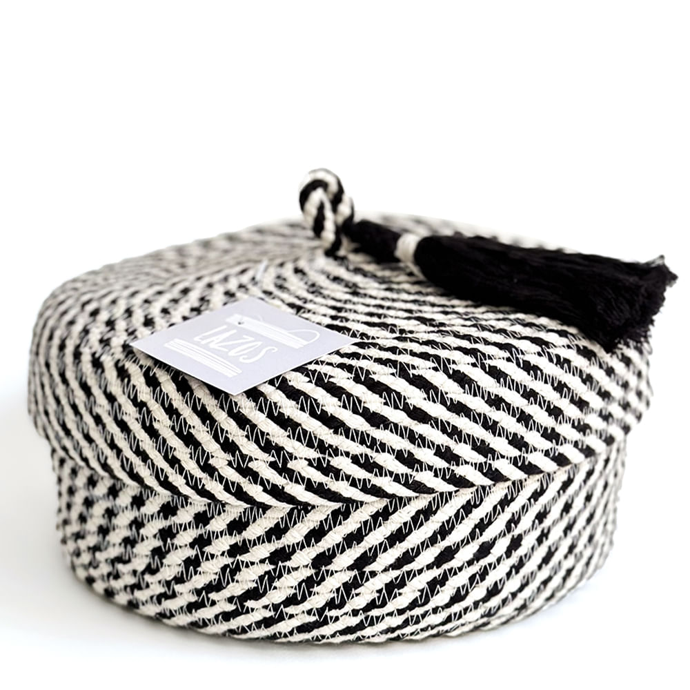 Cesta redonda con tapa con negro