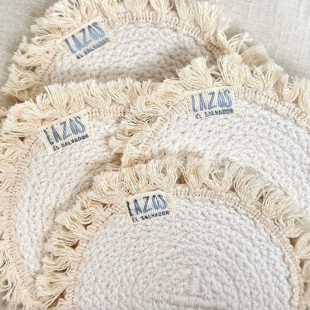 Portavasos flecos naturales set de 4