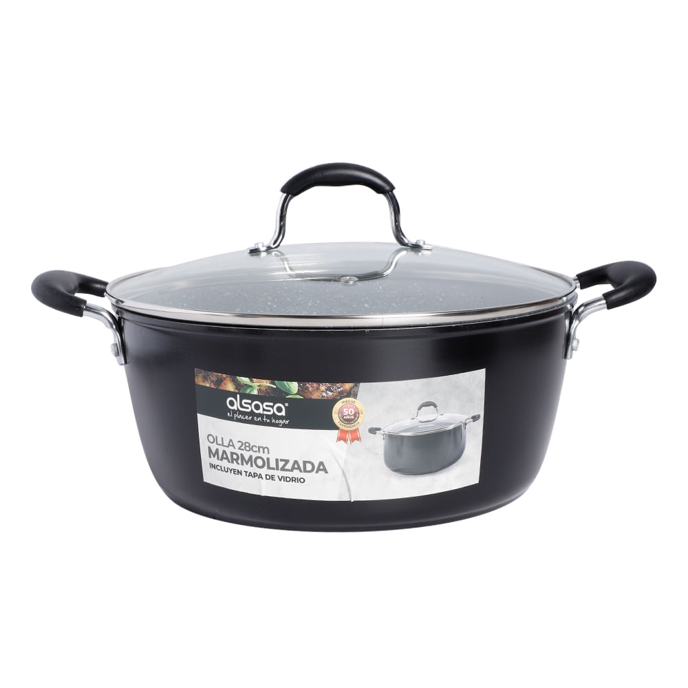Olla marmoleada de 28 cm con tapa