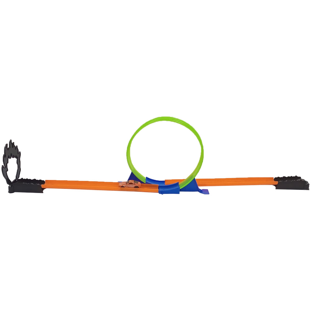 Motor Extreme Set Pista de Acrobacias 360° C/Lanzador, Auto y Aro de Fuego