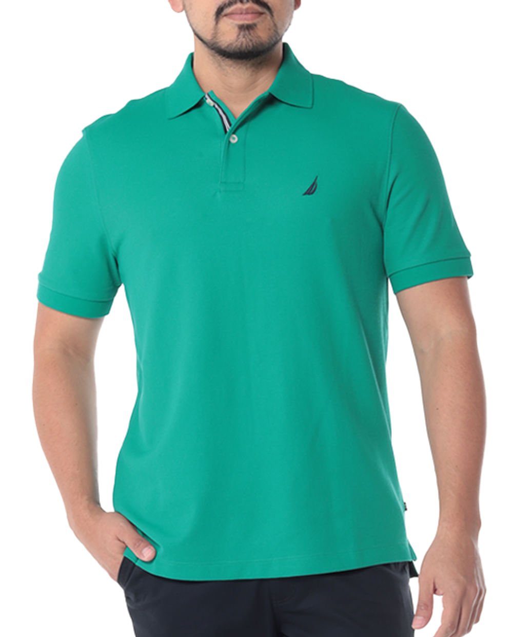 Nautica Camisa polo básica verde para hombre