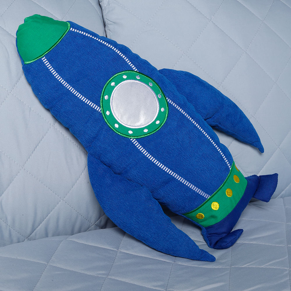 Cojín celeste con forma cohete 40 cm