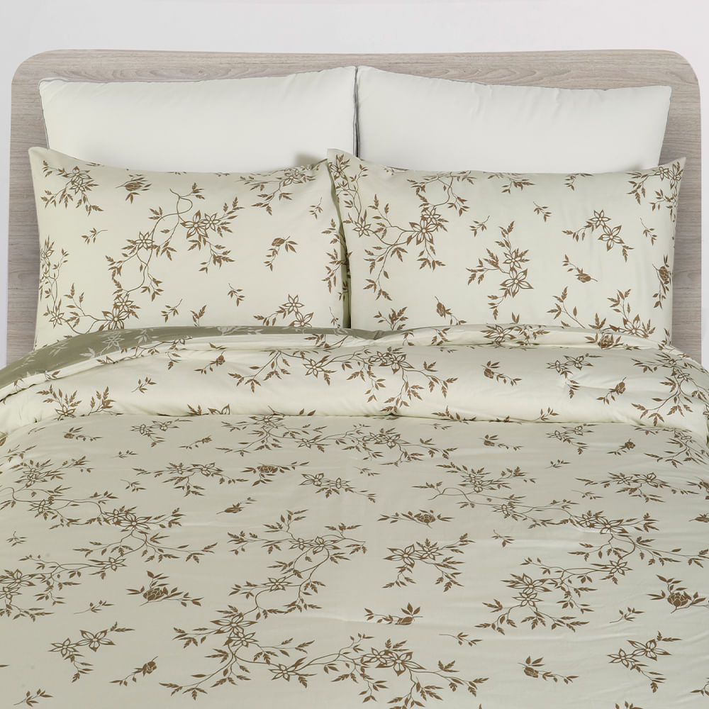Edredón de algodón con estampado de hojas