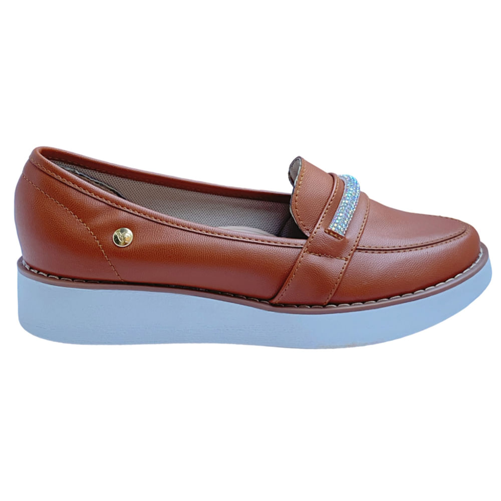 Zapato Mocasin casual suela blanca Selene PU color gena para mujer