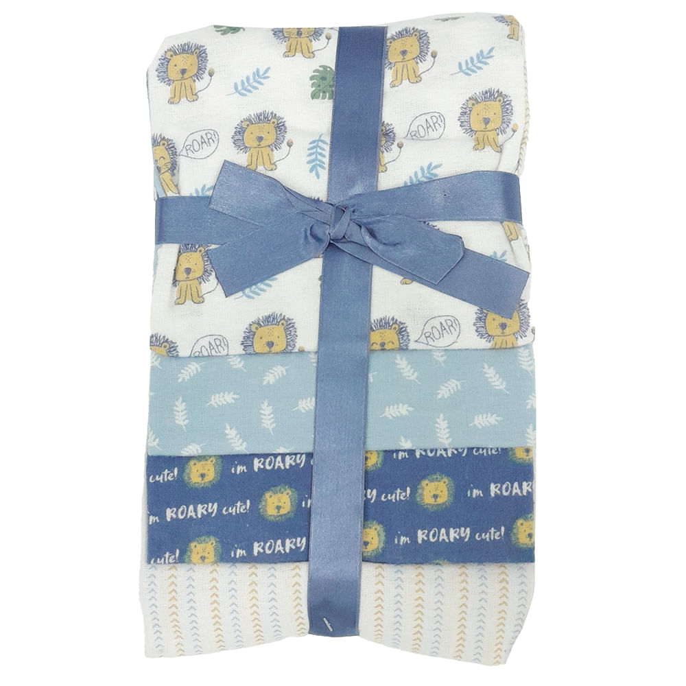 Set de 4 frazadas multicolor con estampado para bebé niño