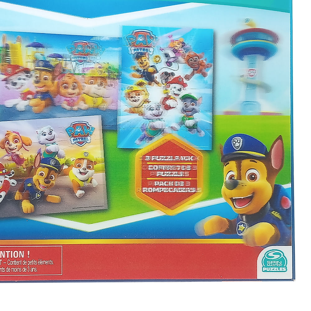 Paw patrol set de 3 super rompecabezas en 3d
