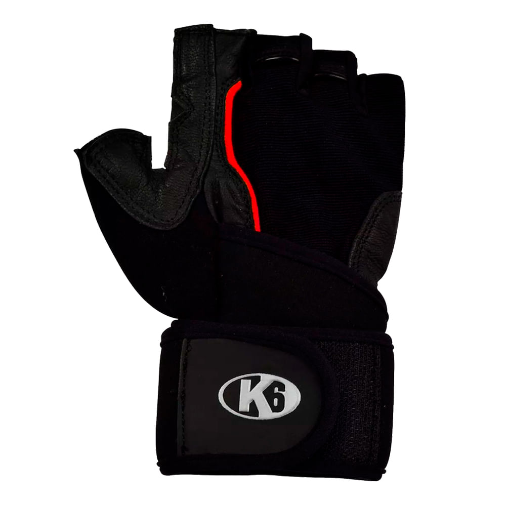 Guantes doble muñequera k6 ice border iii negro y rojo