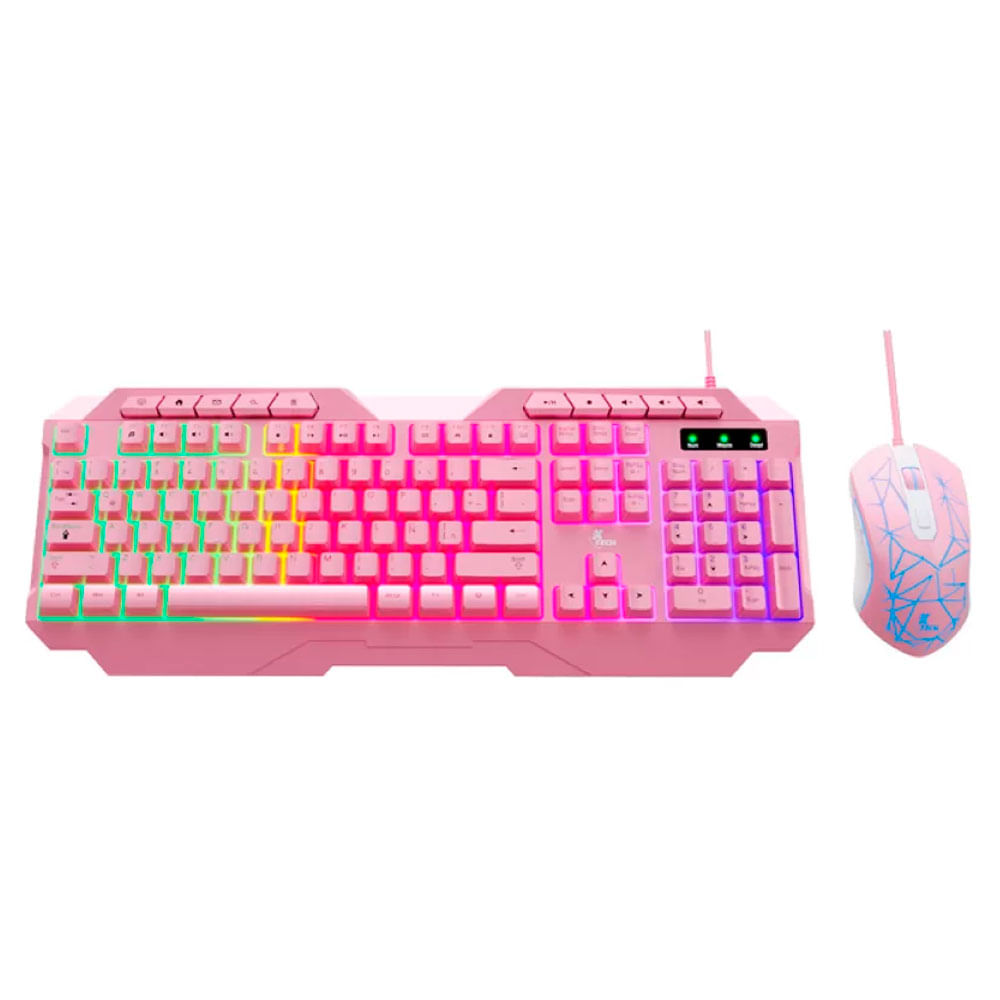 Combo gaming teclado y mouse rosado