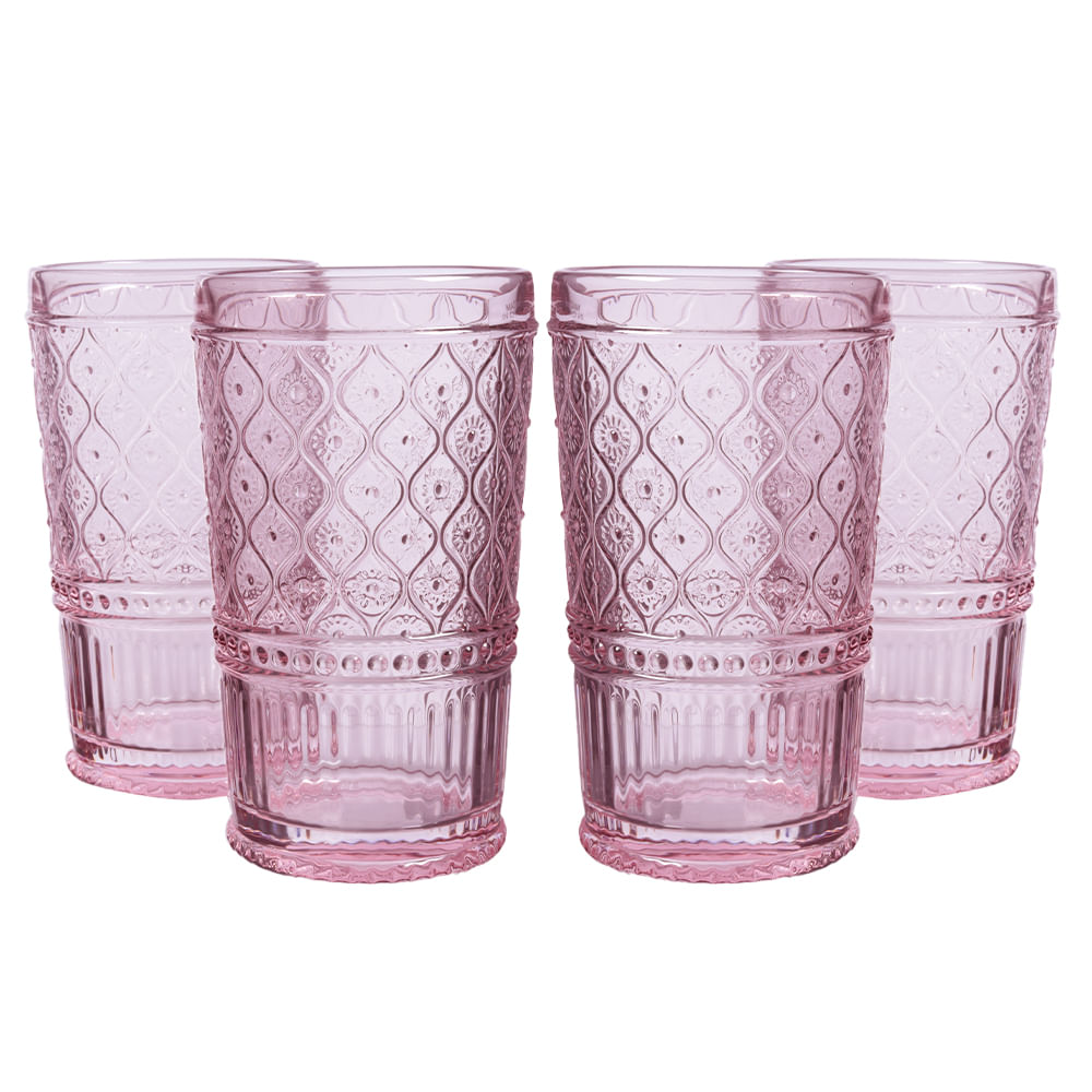 Set de 4 vasos hiball rosa