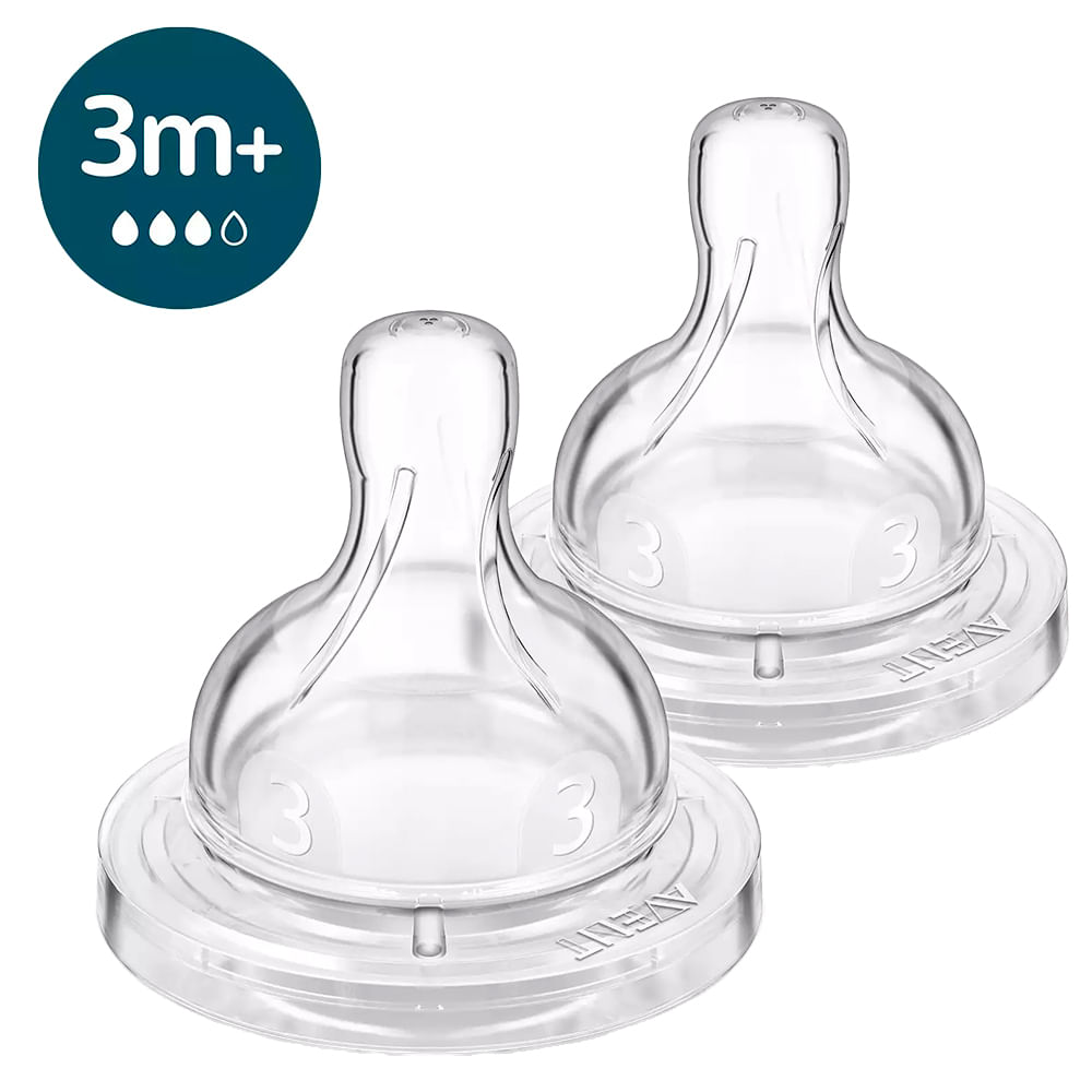 Set de 2 biberones flujo medio 3 anti-cólico 3M+