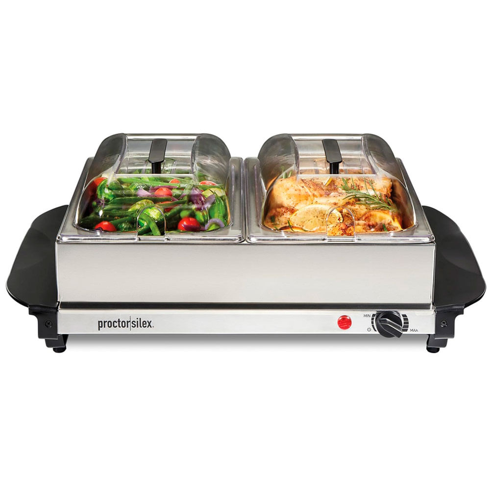 Servidor de buffet doble  estaciones 2.4L acero inoxidable