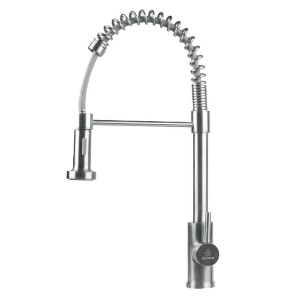 Grifo monomando para fregadero con cuello flexible dos tipos de chorro acero inoxidable