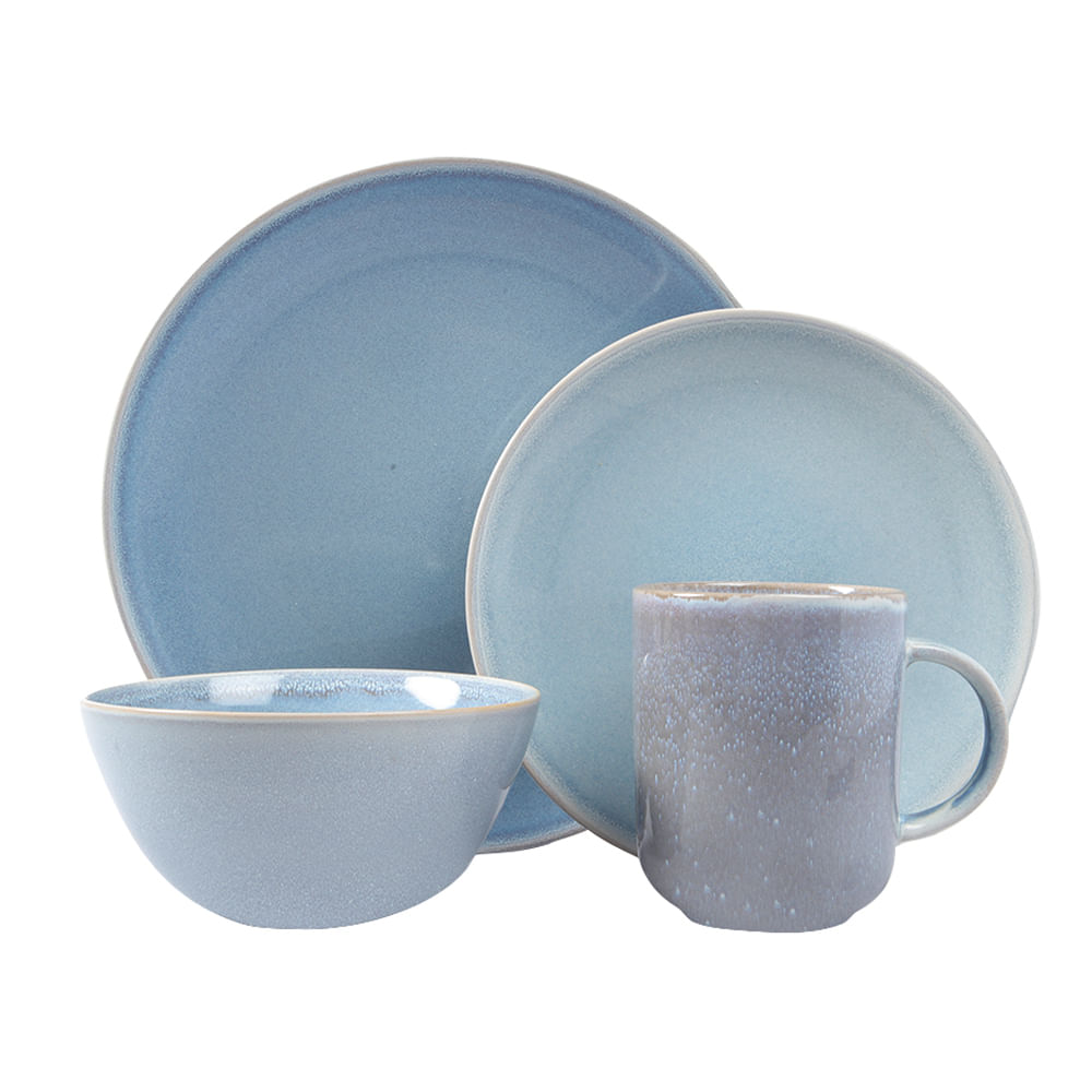 Vajilla de cerámica celeste 16 piezas