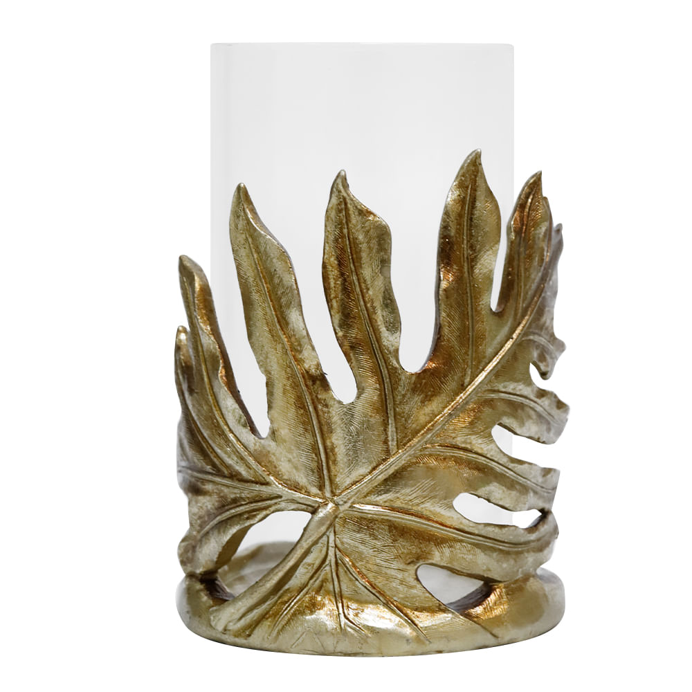 Portavela decorativo con hoja
