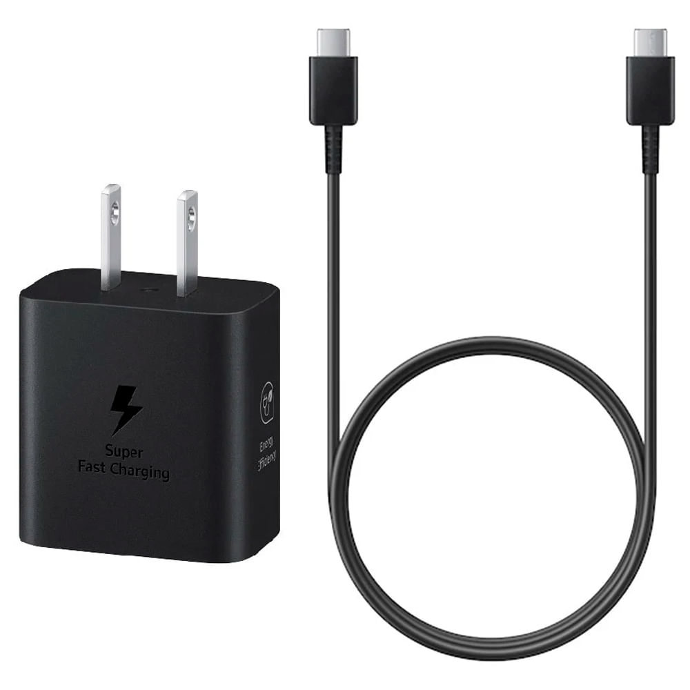 Cargador fast charger type-C con cable 25w negro