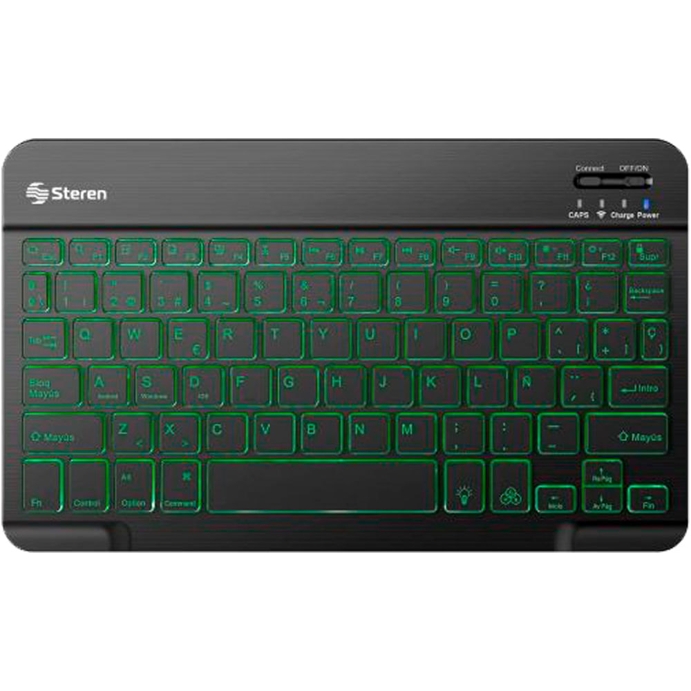 Teclado bluetooth recargable con iluminación multicolor