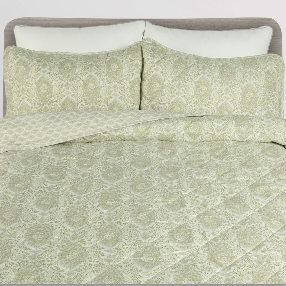Cubrecama estampado verde