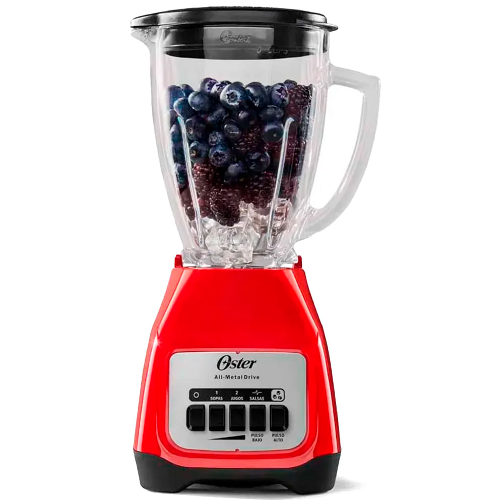 Licuadora 2vel 550w 1.5l jarra vidrio roja