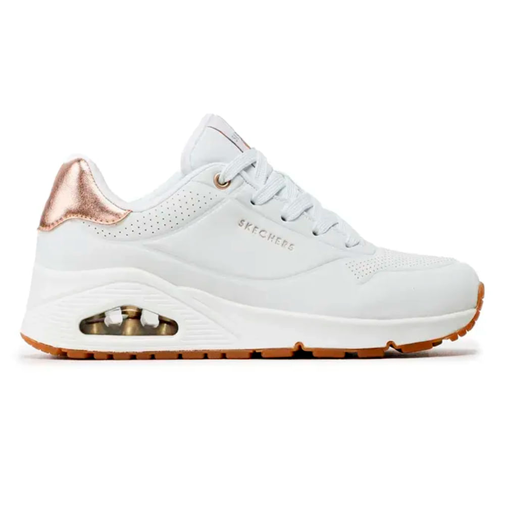 Zapato deportivo casual Skechers Uno blanco para mujer