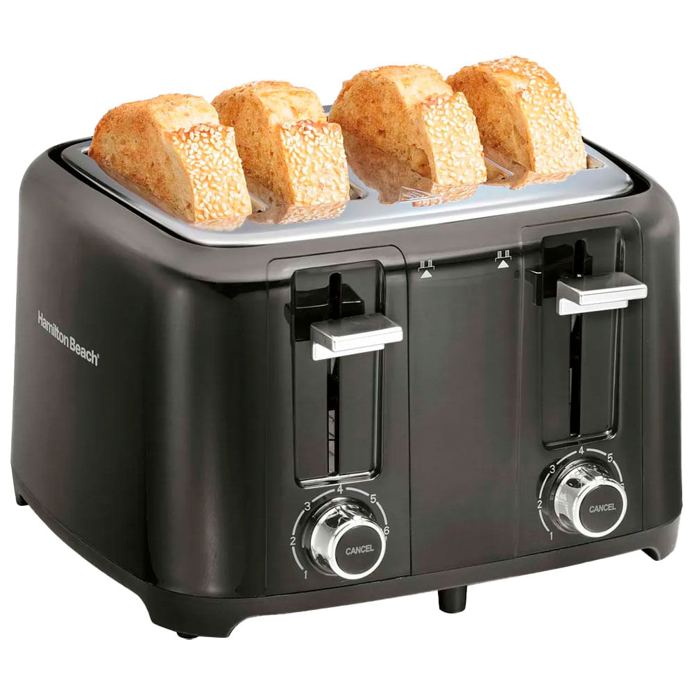 Tostadora 4 rebanadas negra cromada
