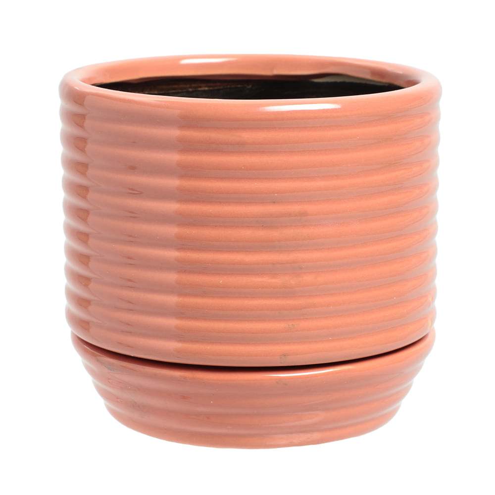 Maceta decorativa con platillo 11x11 cm