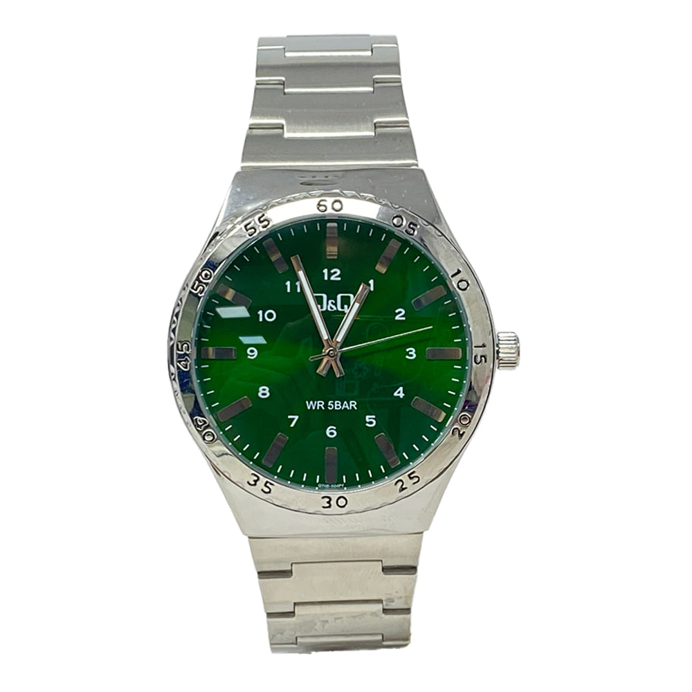 Reloj Q&Q análogo de metal en plateado para hombre