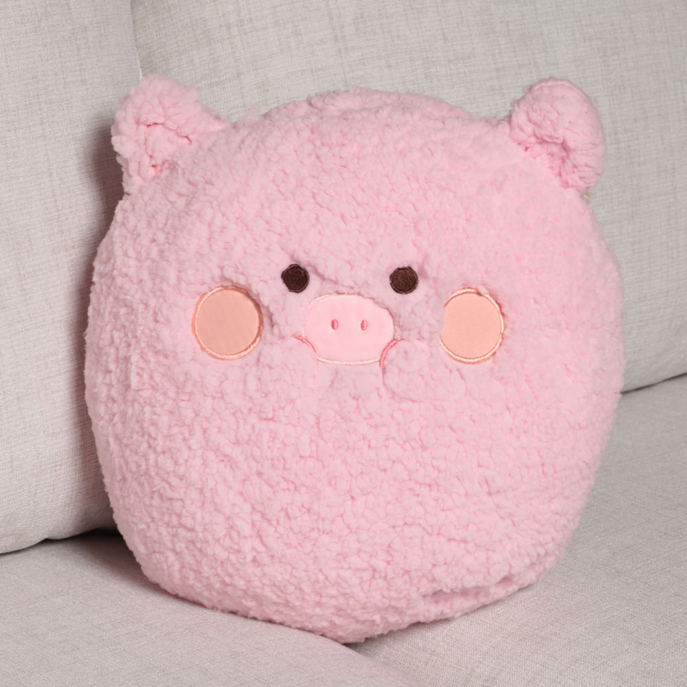 Cojín infantil de algodón con forma de cerdo 35x27 cm