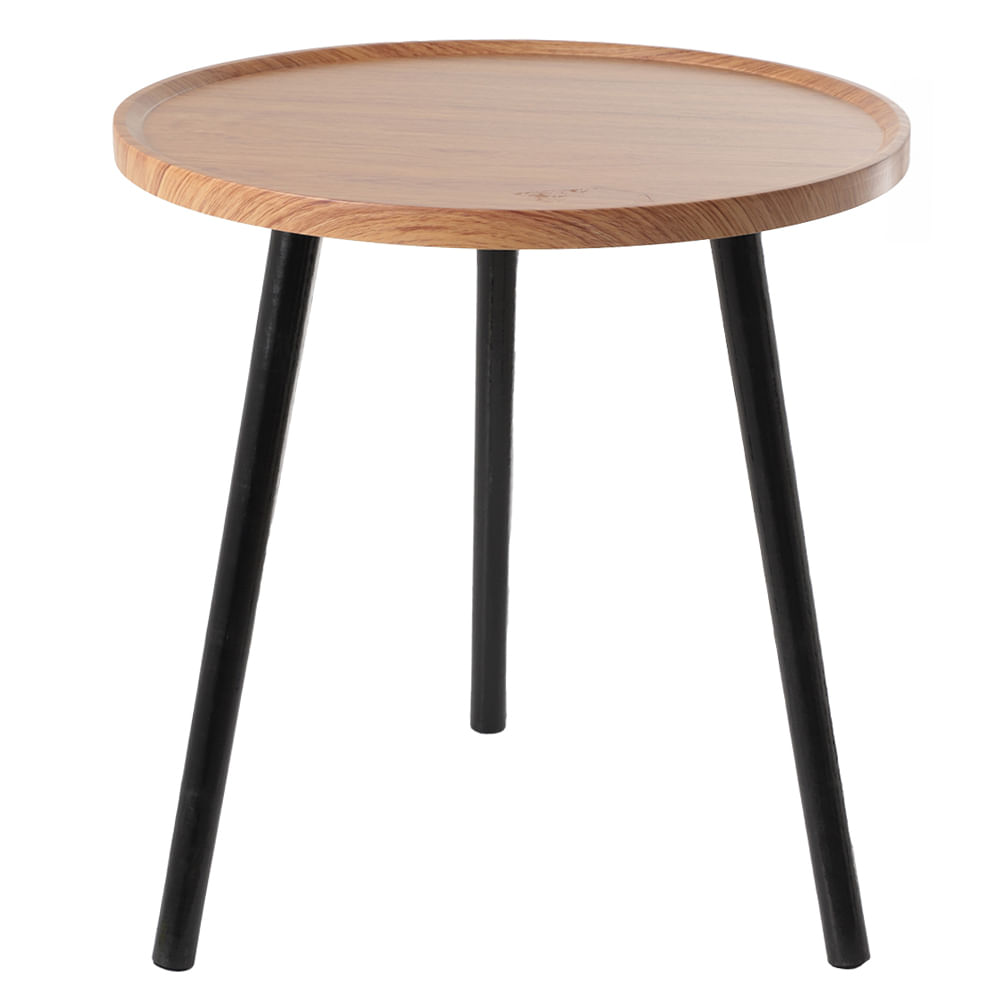 Mesa auxiliar redonda de madera 50x50x50 cm