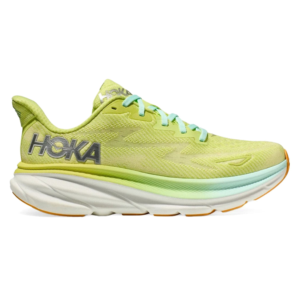 Zapato Hoka Clifton 9 deportivo color amarillo para mujer